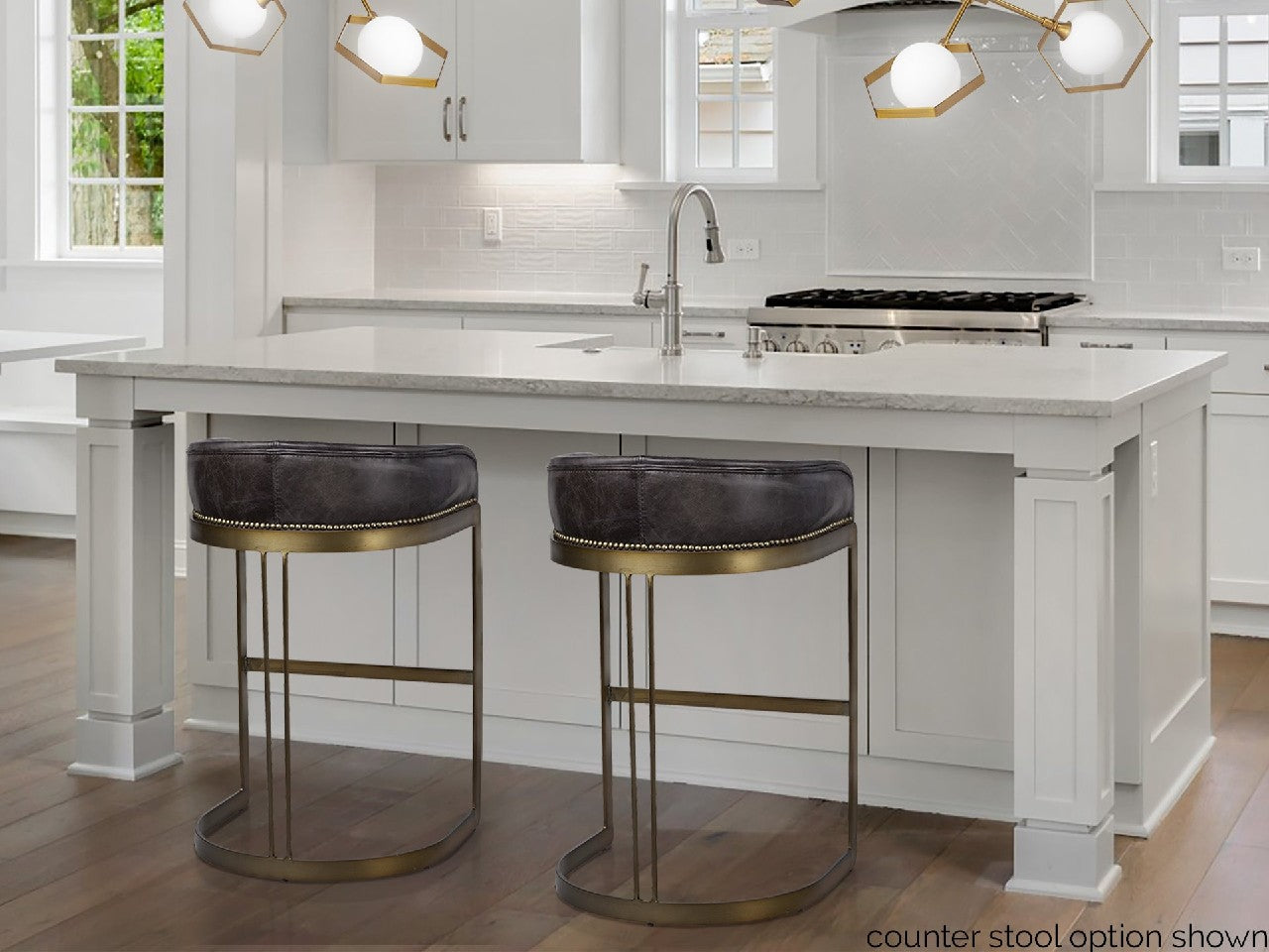 Hollyfield Leather Bar Stool - black | Calgary Furniture Store