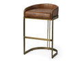 Hollyfield Leather Bar Stool - brown | Calgary Furniture Store