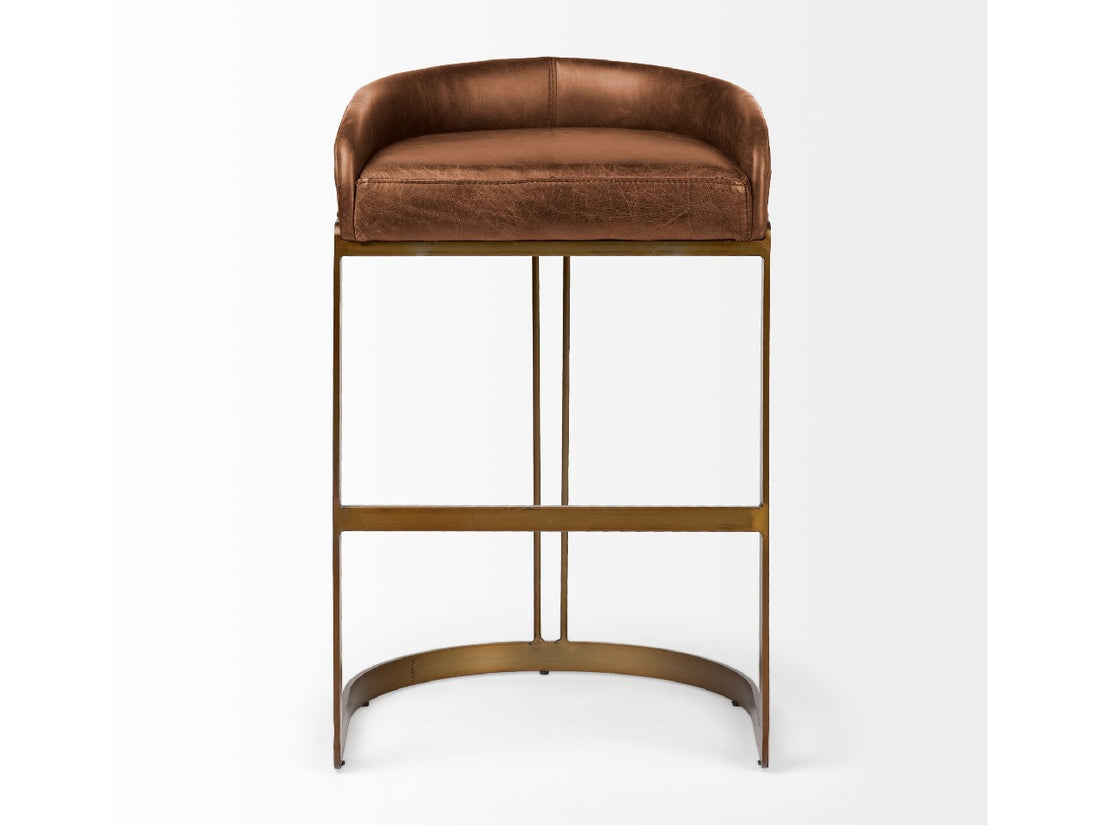 Hollyfield Leather Bar Stool - brown | Calgary Furniture Store