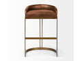 Hollyfield Leather Bar Stool - brown | Calgary Furniture Store