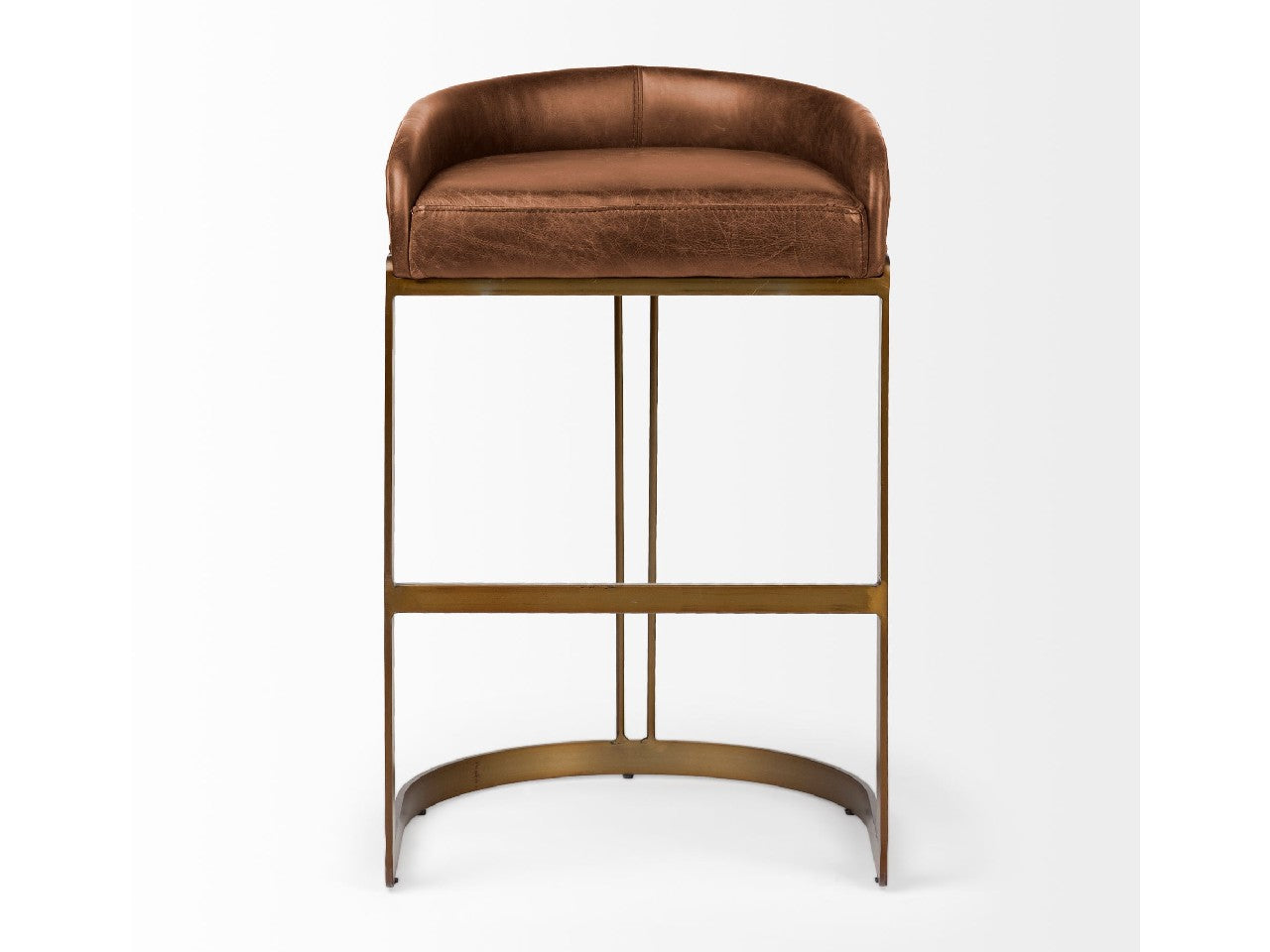 Hollyfield Leather Bar Stool - brown | Calgary Furniture Store