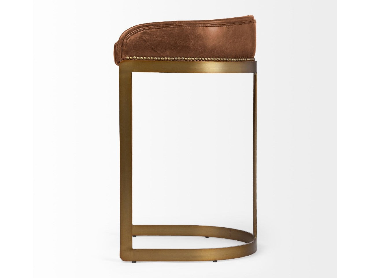 Hollyfield Leather Bar Stool - brown | Calgary Furniture Store