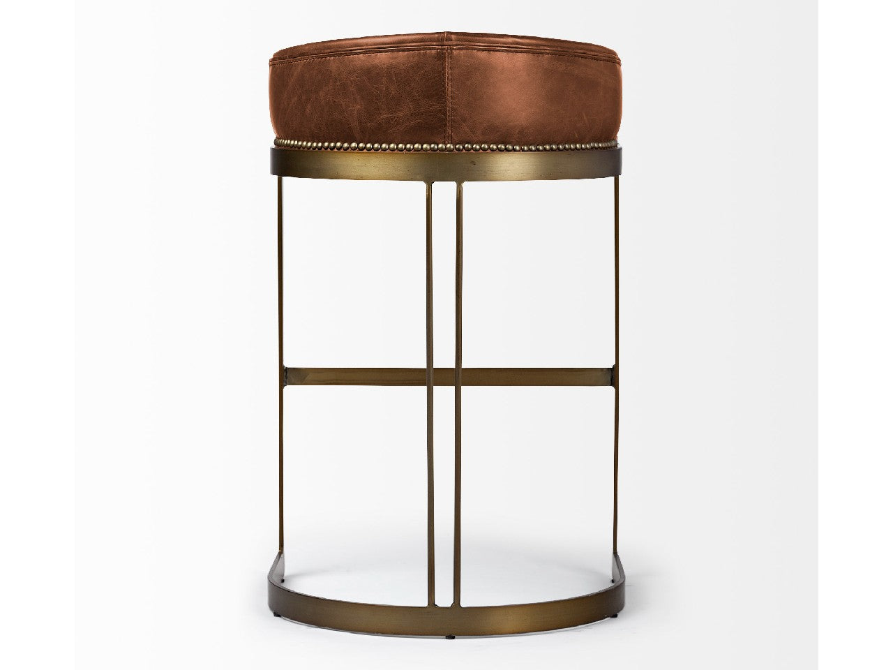 Hollyfield Leather Bar Stool - brown | Calgary Furniture Store