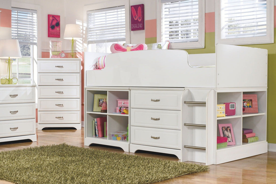 Lulu Loft Bed with 3 Drawer Storage and Bookcase | Calgary Furniture Store