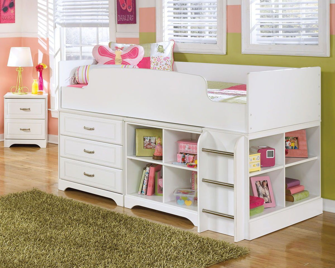 Lulu Loft Bed with 3 Drawer Storage and Bookcase | Calgary Furniture Store
