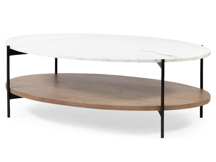 Larkin 48" Oval White Coffee Table | Calgary Furniture Store