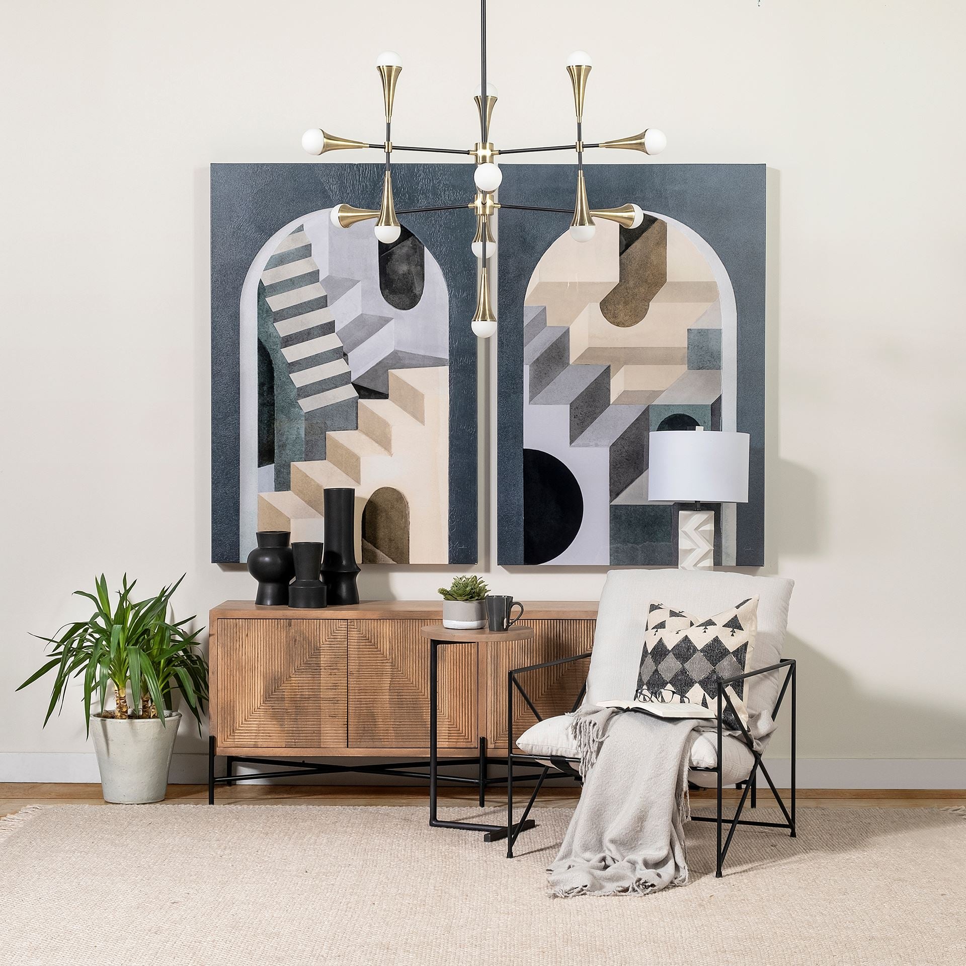 Leonidas Accent Chair-  Cream Fabric Wrap Black Metal Frame | Calgary's Furniture Store | Calgary Accent Chairs