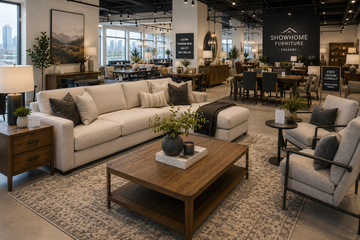 Furniture stores Calgary showroom with home furniture and dining sets