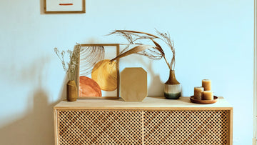 Console table styled with decorative accents in a Calgary home