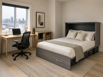 Murphy bed Calgary flex room designed for work and overnight guests