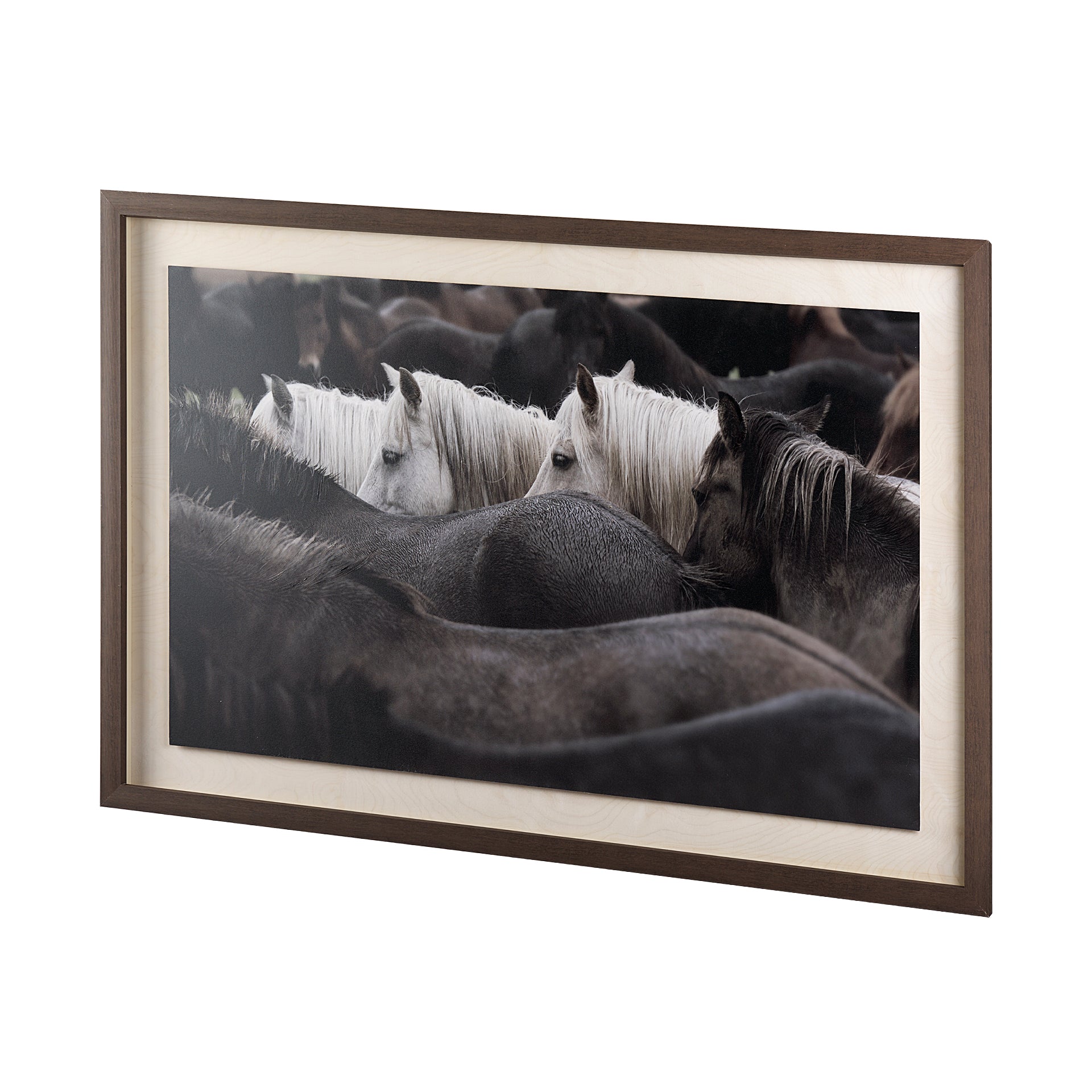Hand-Embellished Framed Photo Art Custom White Horses Print
