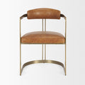 Hollyfield Brown Top-Grain Leather Dining Chair with Gold Frame