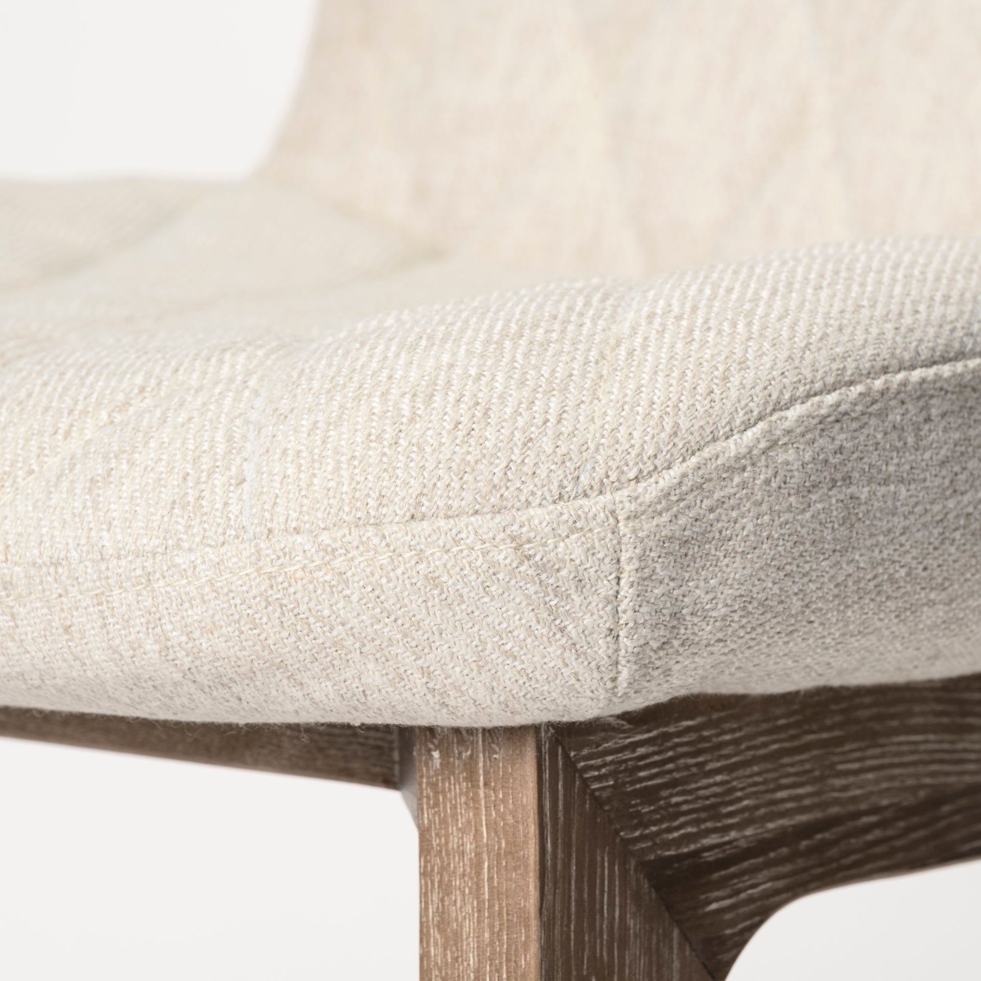 David Diamond Tuffed Cream Fabric Wrap Brown Wood Base Dining Chair - Calgary Furniture Store