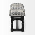 Denison II Black Wood Base Woven-Leather Cushion Top Accent Bench - Calgary Furniture Store