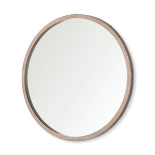 Gambit 46-inch Round Gray Wash Mango Wood Frame Mirror