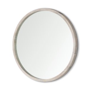 Gambit 46-inch Round Gray Wash Mango Wood Frame Mirror