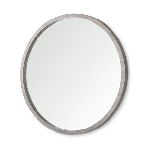 Gambit 46-inch Round Gray Wash Mango Wood Frame Mirror