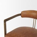 Hollyfield Brown Top-Grain Leather Dining Chair with Gold Frame