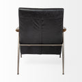 Grosjean Black Leather Wrap Metal Frame Accent Chair