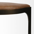 Tyson 31-inch Brown Top-Grain Leather Bar Stool, Metal Frame