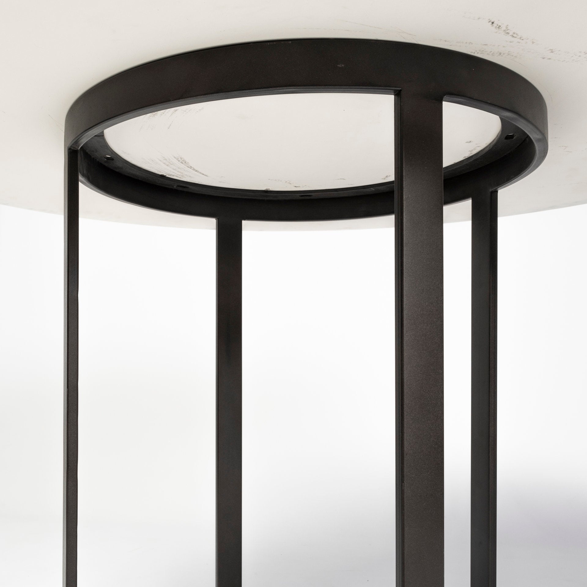 Tanner 48in Round White Marble Top Black Metal Base Table