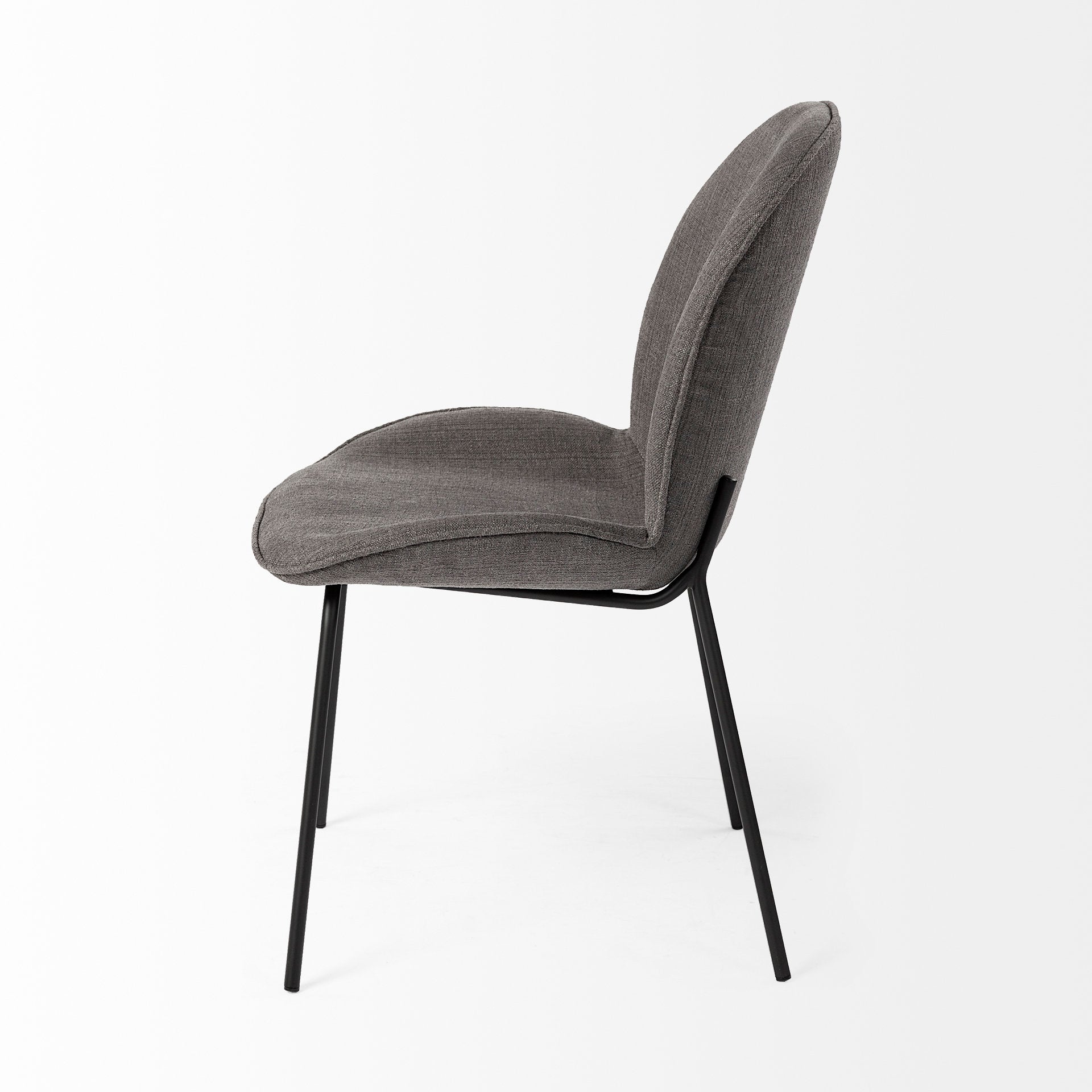 Inala Grey Fabric Seat Dining Chair with Black Metal Frame
