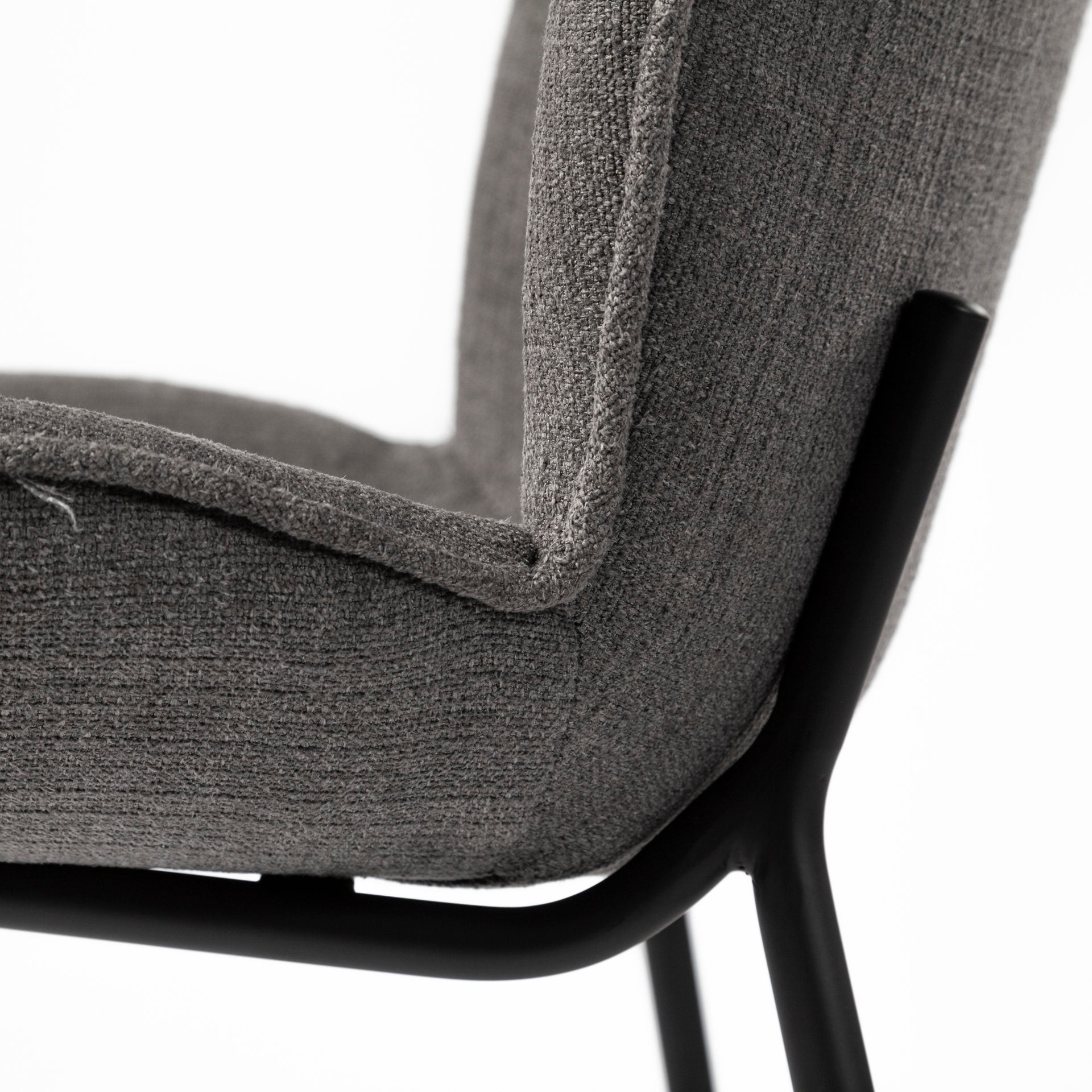 Inala Grey Fabric Seat Dining Chair with Black Metal Frame
