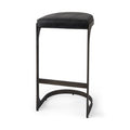 Tyson 31-inch Brown Top-Grain Leather Bar Stool, Metal Frame