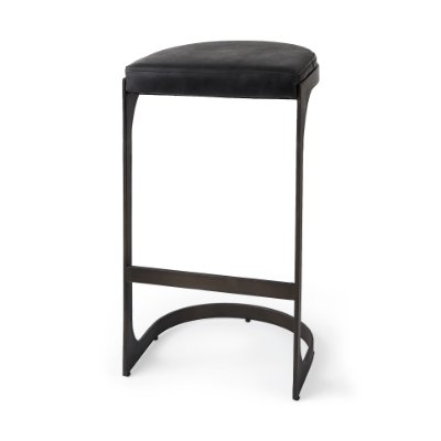 Tyson 31-inch Brown Top-Grain Leather Bar Stool, Metal Frame