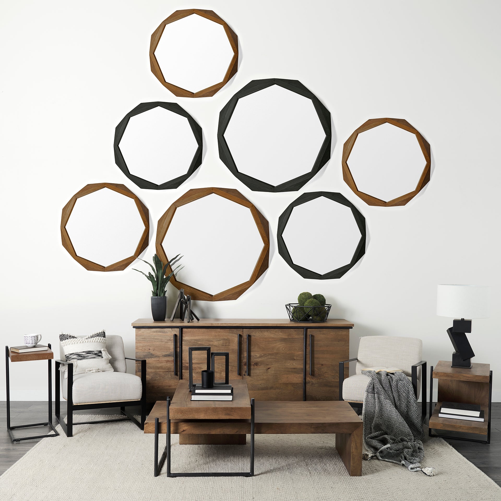 Aramis Octagon Frame Wall Mirror - Calgary Furniture Store