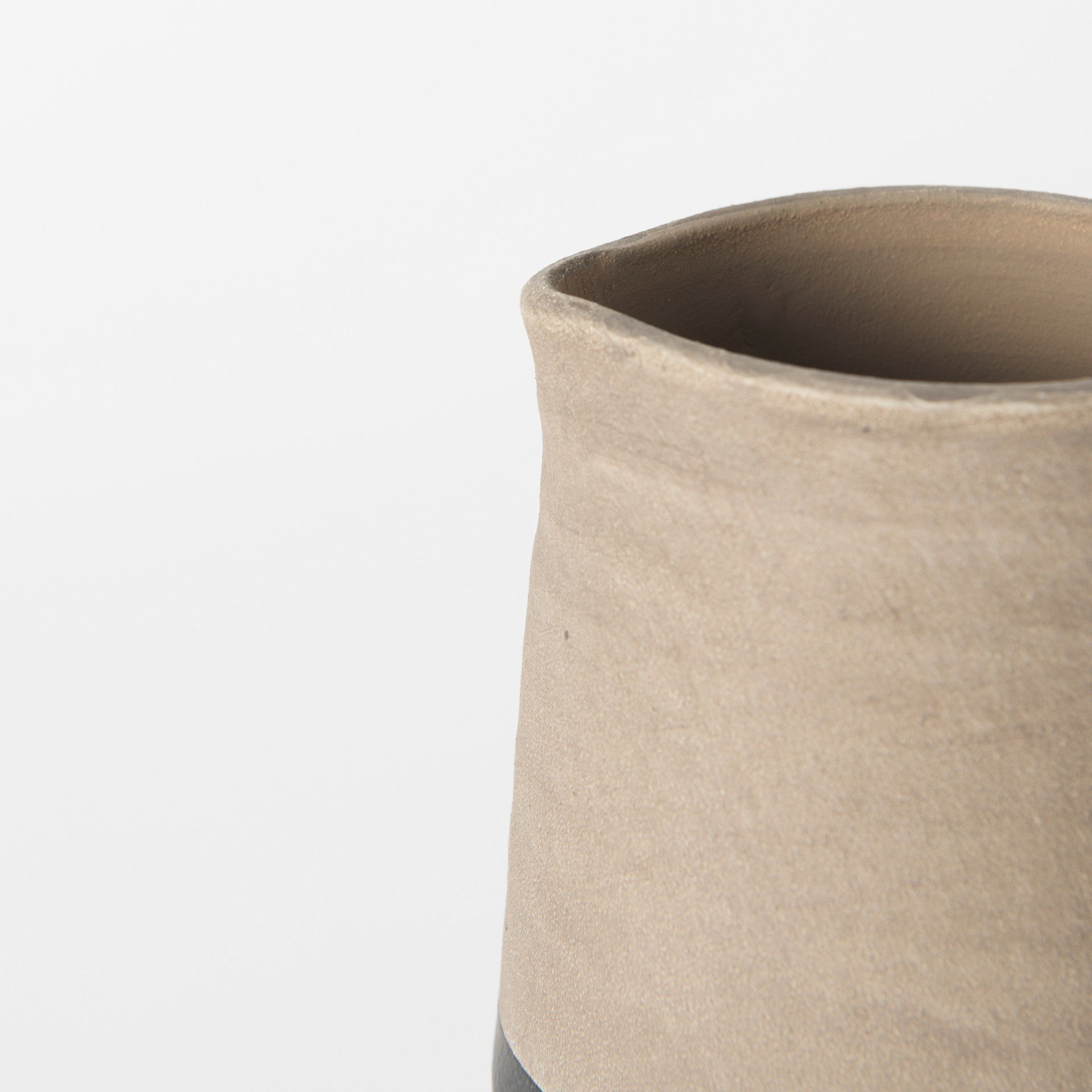 Garand Small 13H Two-Toned Black/Natural Ceramic Jug - Decorative Vase