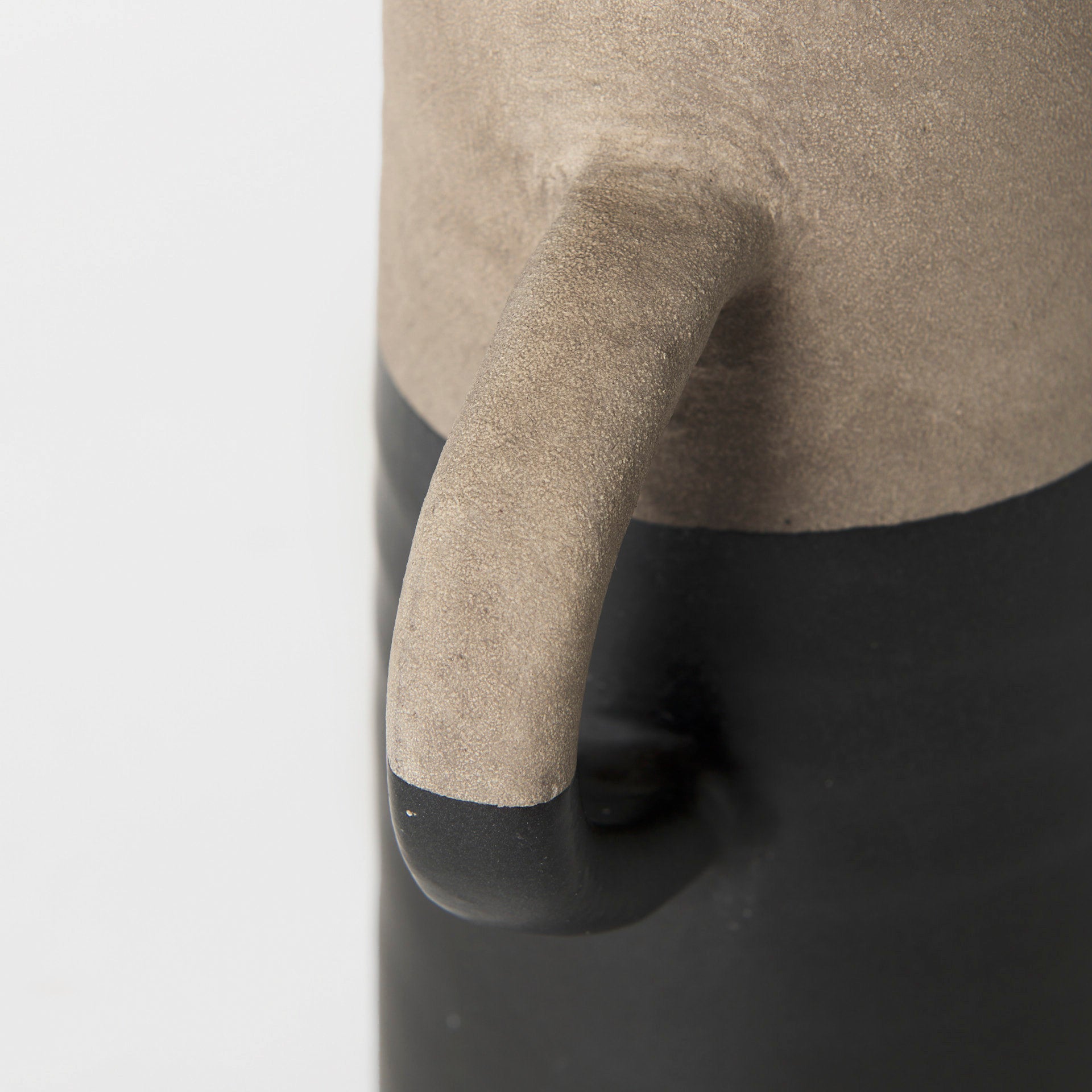 Garand Small 13H Two-Toned Black/Natural Ceramic Jug - Decorative Vase