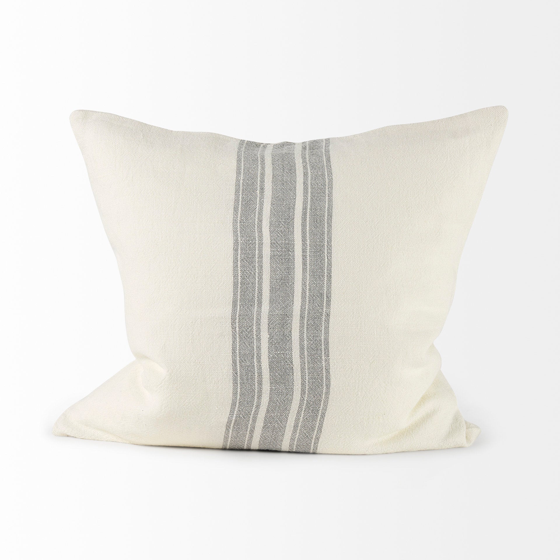 Patrice 22 x 22 Cream Gray Striped Decorative Pillow Cover