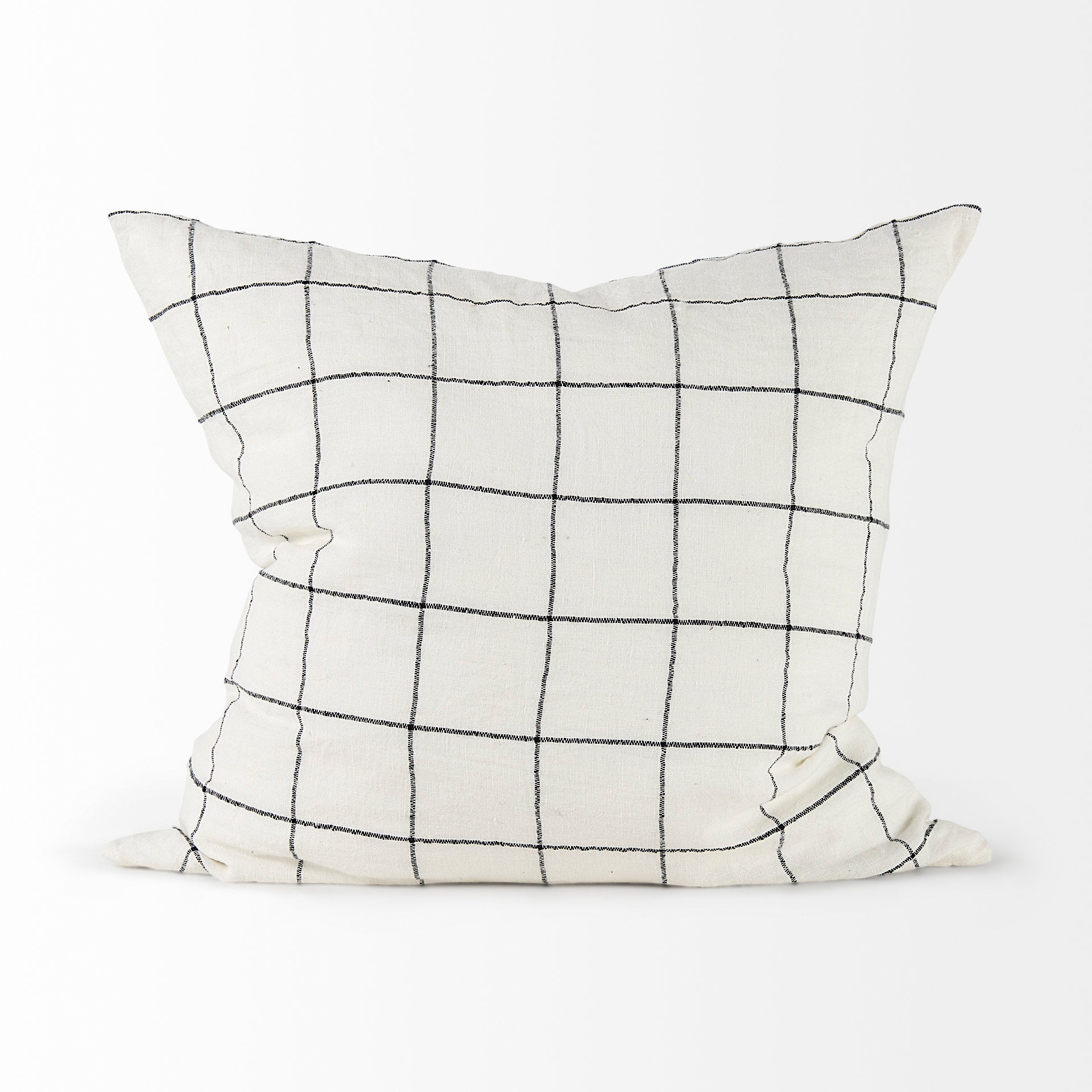 Suzanne 22 x 22 White/Black Square Pattern Decorative Pillow Cover