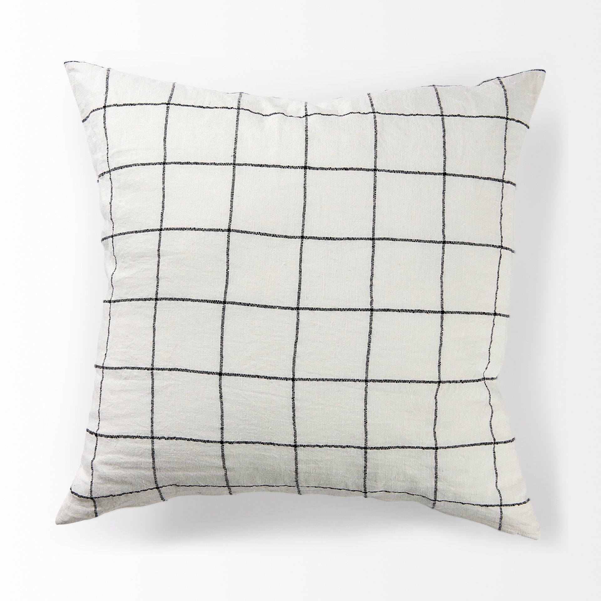Suzanne 22 x 22 White/Black Square Pattern Decorative Pillow Cover