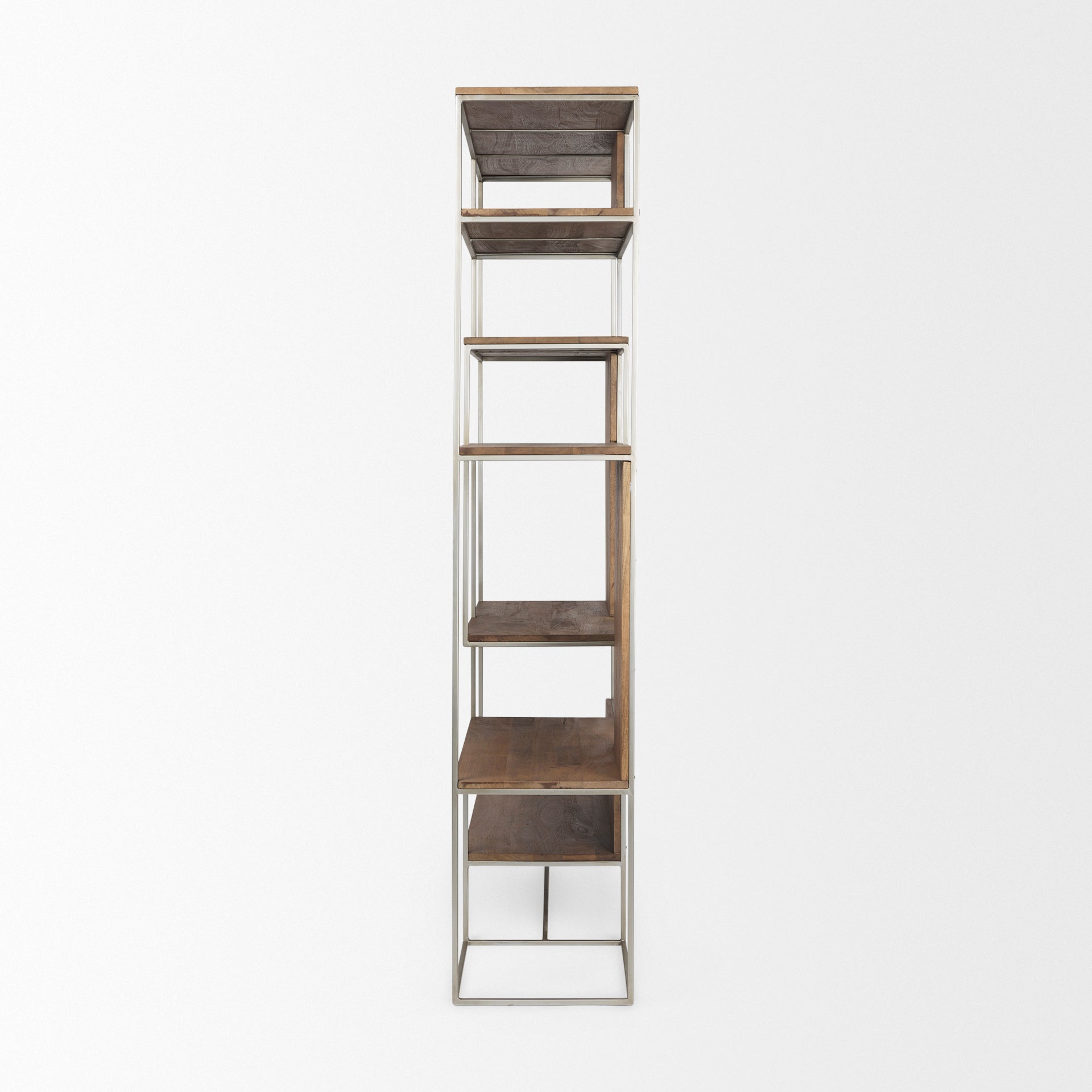 Morris III 6-Tier Mango Wood Shelving Unit with Metal Frame