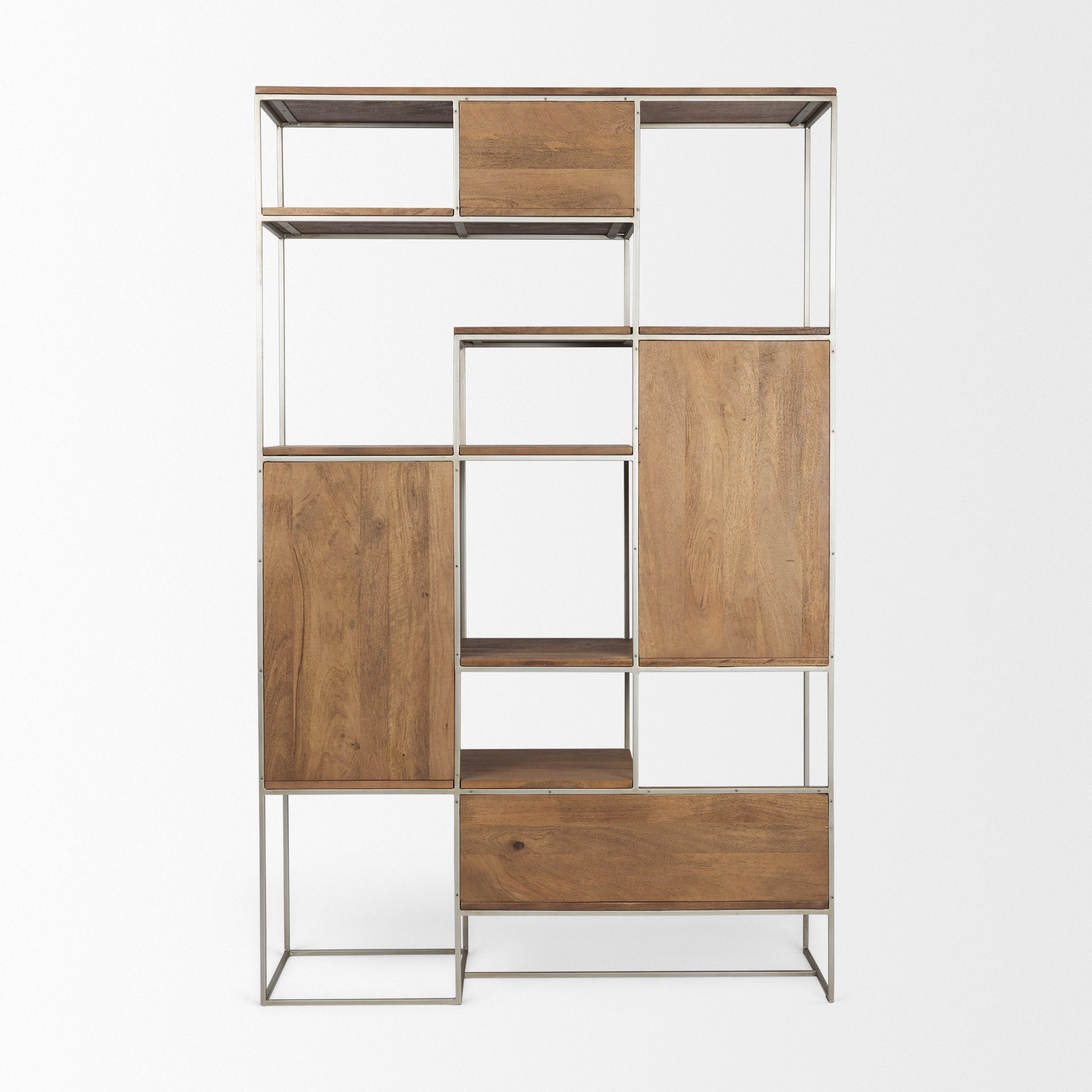 Morris III 6-Tier Mango Wood Shelving Unit with Metal Frame