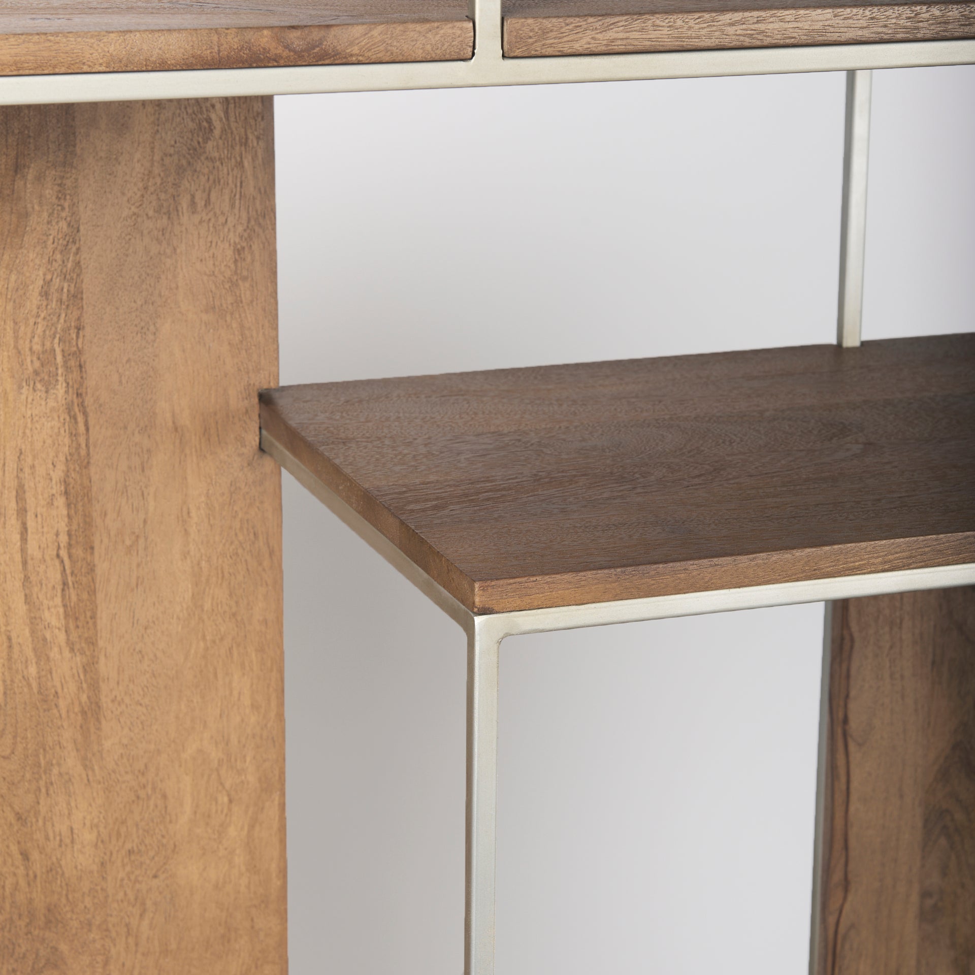 Morris III 6-Tier Mango Wood Shelving Unit with Metal Frame