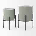 Mabel Set of Two Metal Plant Stands with Green Tops