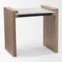 Athens Light Brown Wood w/ White Marble Accent Table - Calgary Furniture Store