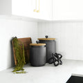 Cyril (Set of 2) Gray Metal W/ Brown Wood Lids Jars - Calgary Furniture Store