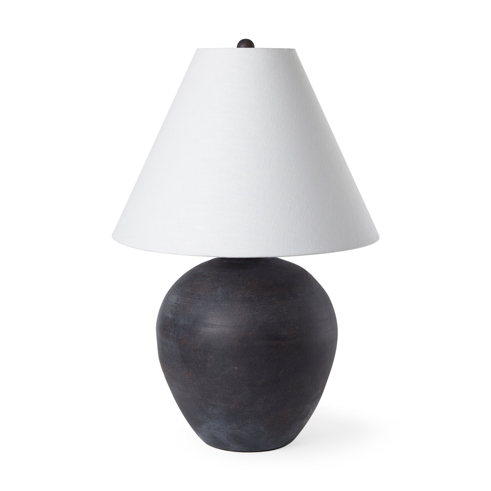 Marvin Black Ceramic Table Lamp with White Drum Shade