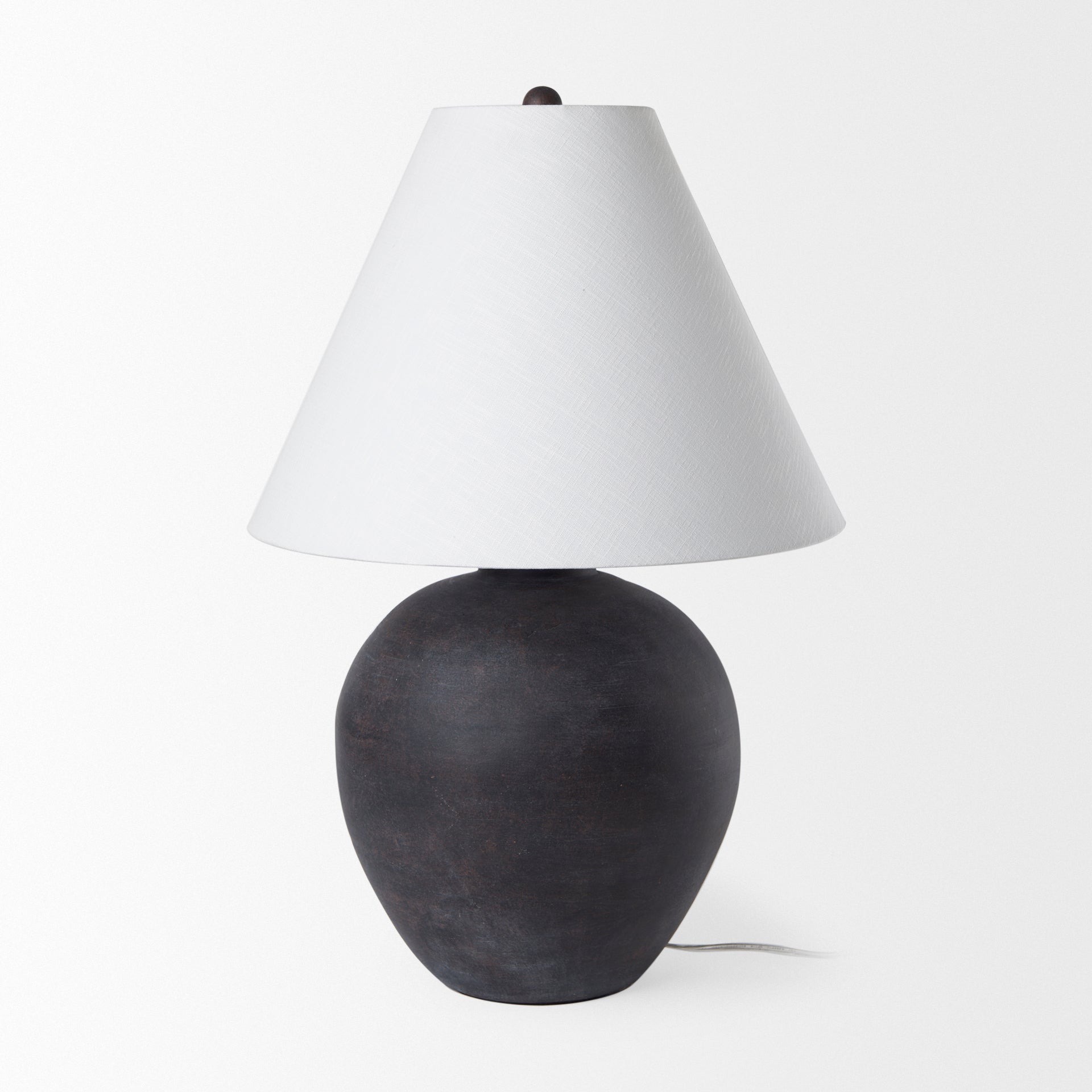Marvin Black Ceramic Table Lamp with White Drum Shade