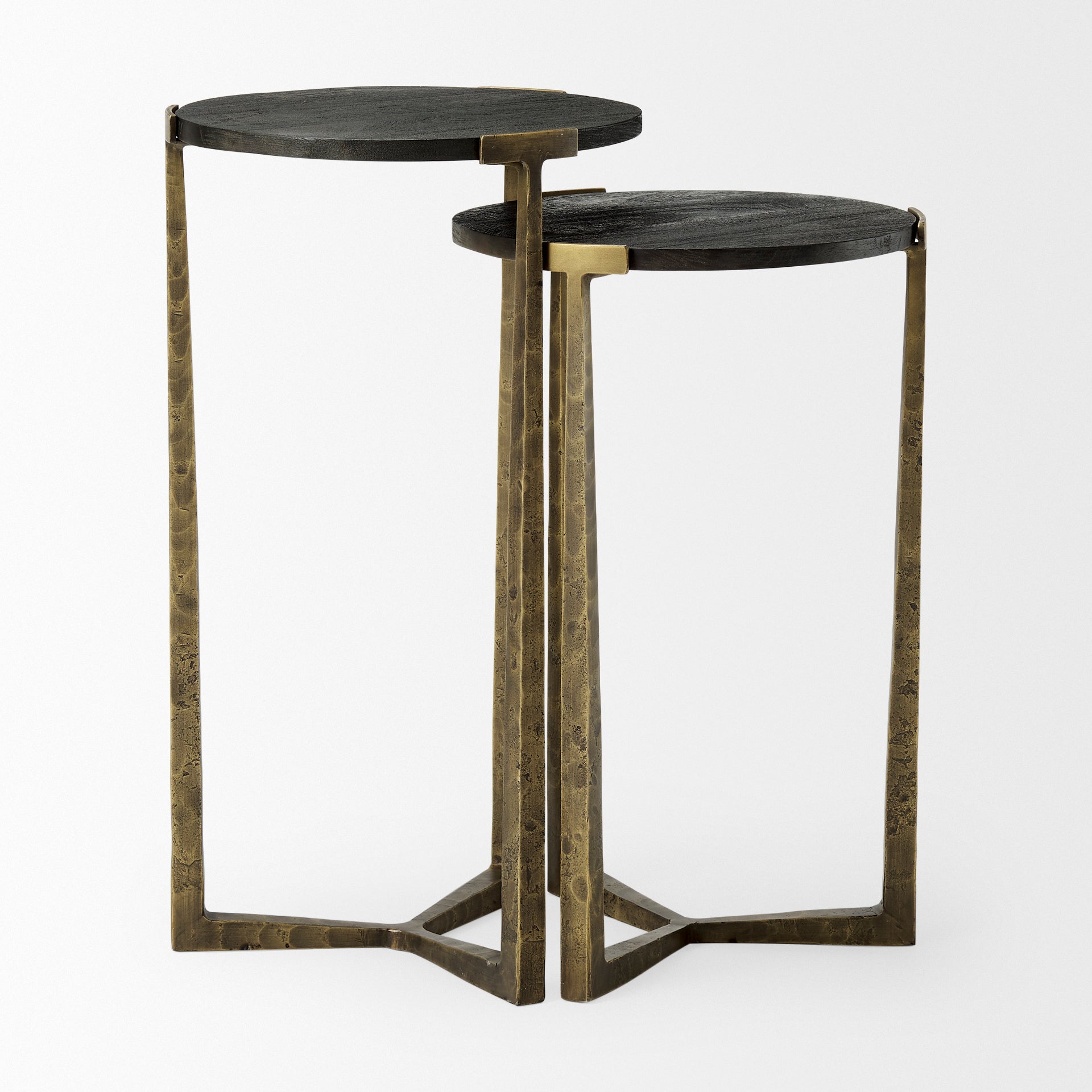 Atticus Black Wood Nesting Accent Tables Set of Two
