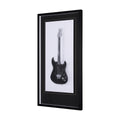 Hand-Embellished Guitar Framed Art Print Monochrome Matted Glass