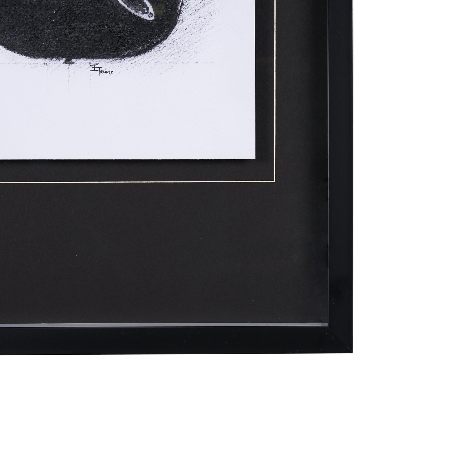 Hand-Embellished Guitar Framed Art Print Monochrome Matted Glass