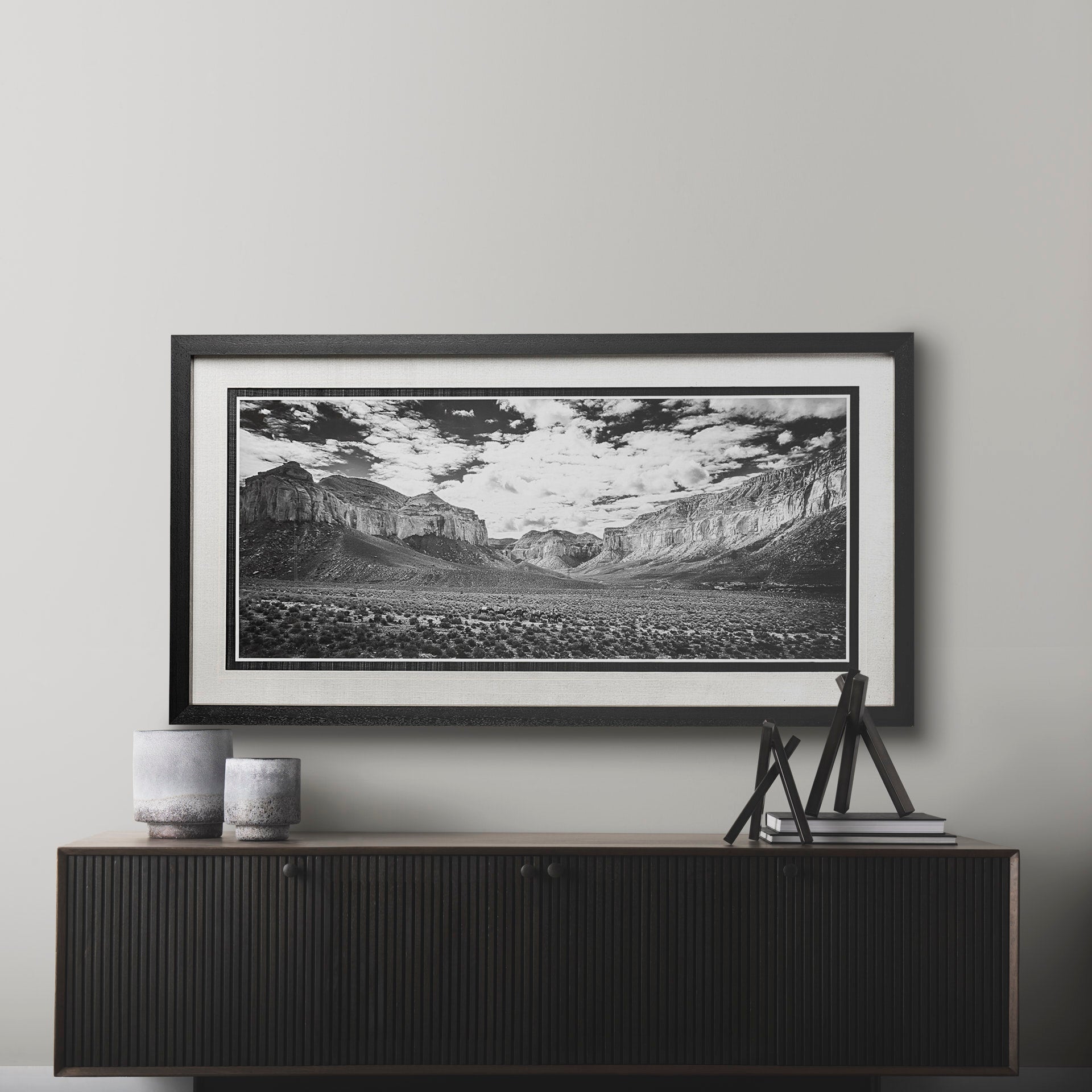 Grand Canyon Packtrain Hand-Embellished Framed Black-and-White Photo Print