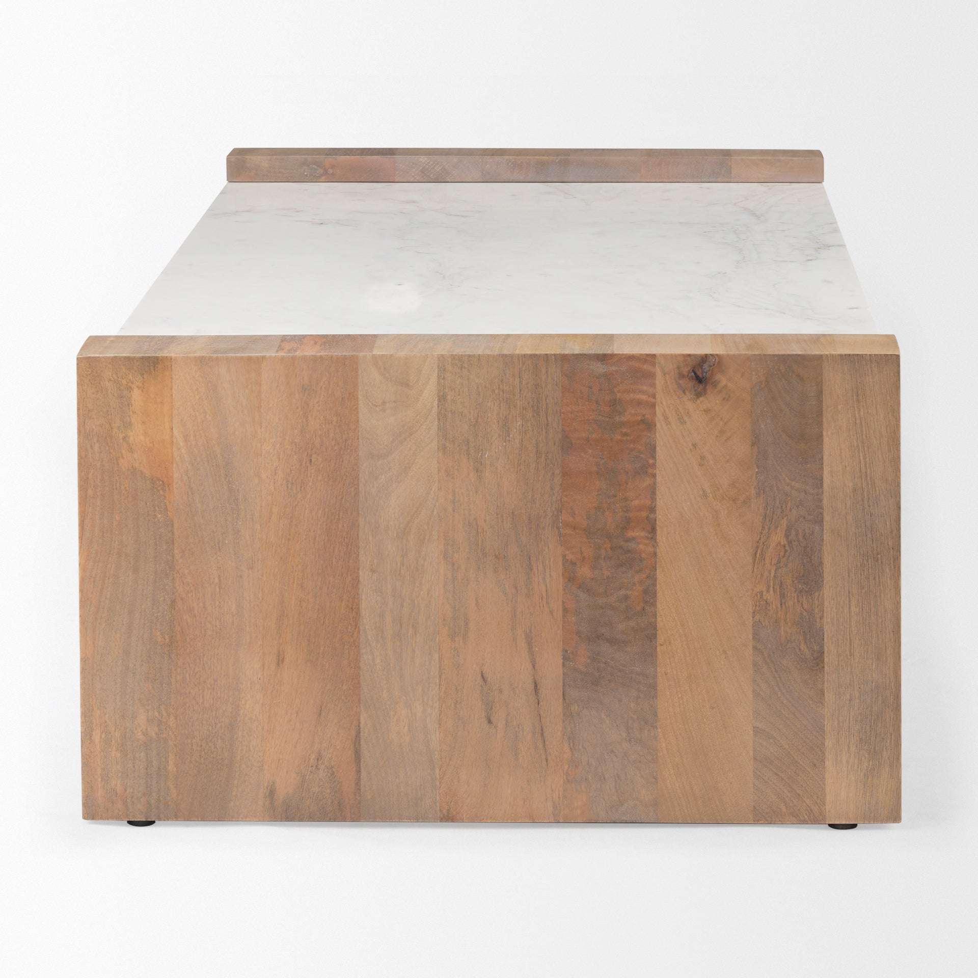 Athens Rectangular Mango Wood Coffee Table with White Marble Top