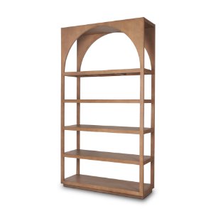 Bela Arched Mango Wood Shelving Unit, 5-Tier Medium Brown Finish