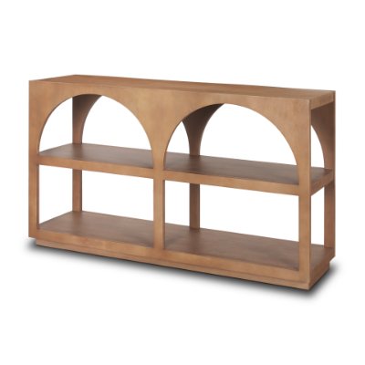 Bela Arched Mango Wood Shelving Unit, 5-Tier Medium Brown Finish